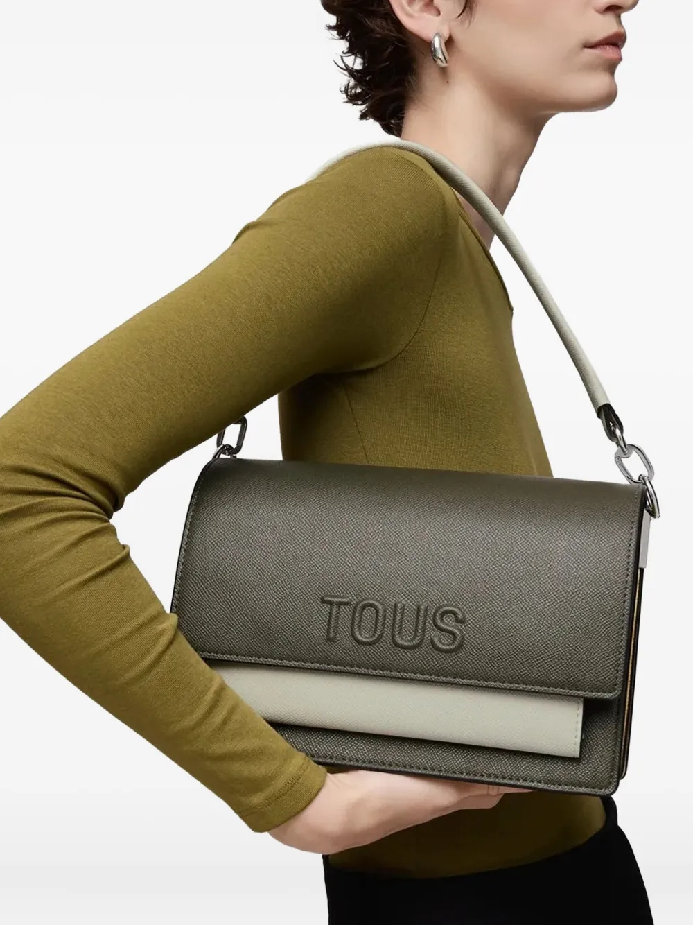 Tous Medium Audree Embossed-logo Crossbody In Green