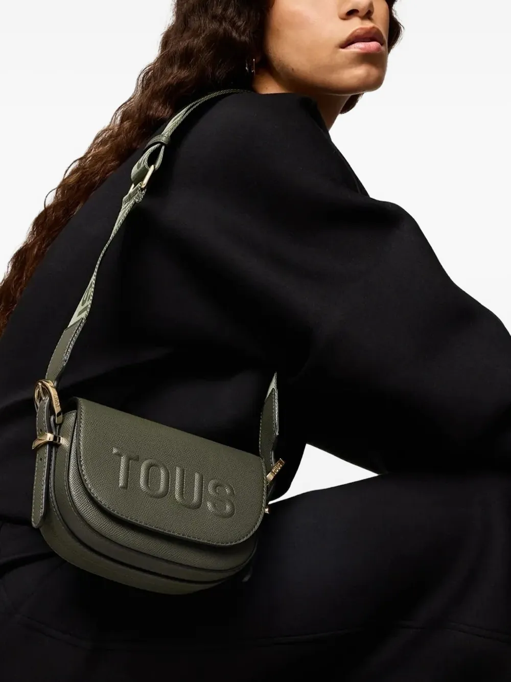 TOUS logo embossed satchel bag Groen