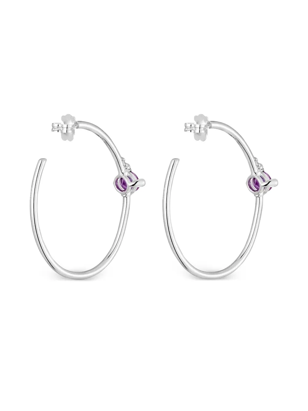 TOUS amethyst-embellished hoop earrings - Zilver