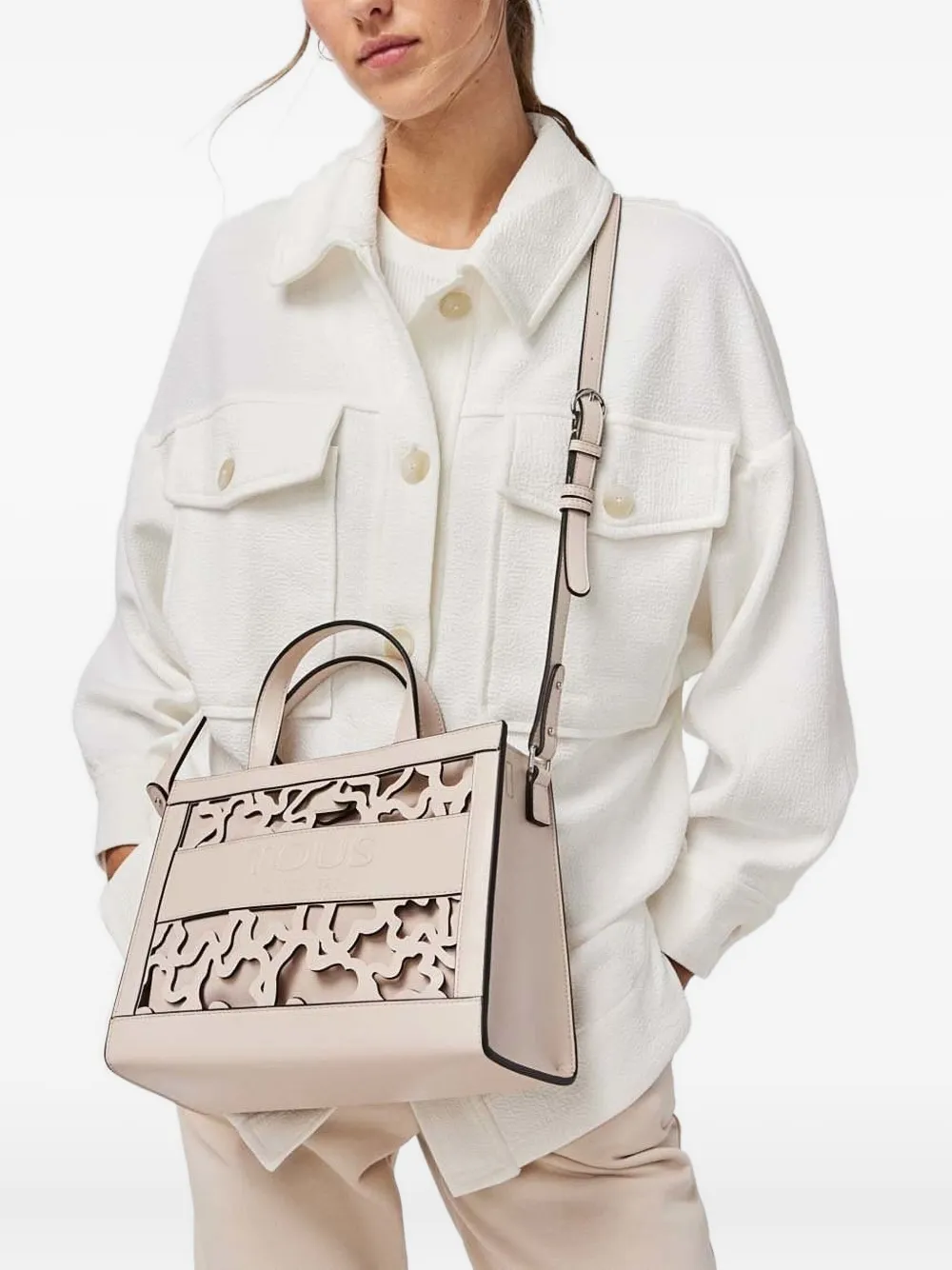 Tous Cut-out Satchel Bag In Neutral