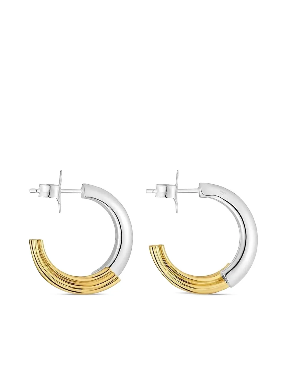 Tous Two-tone Hoop Earrings In Silver