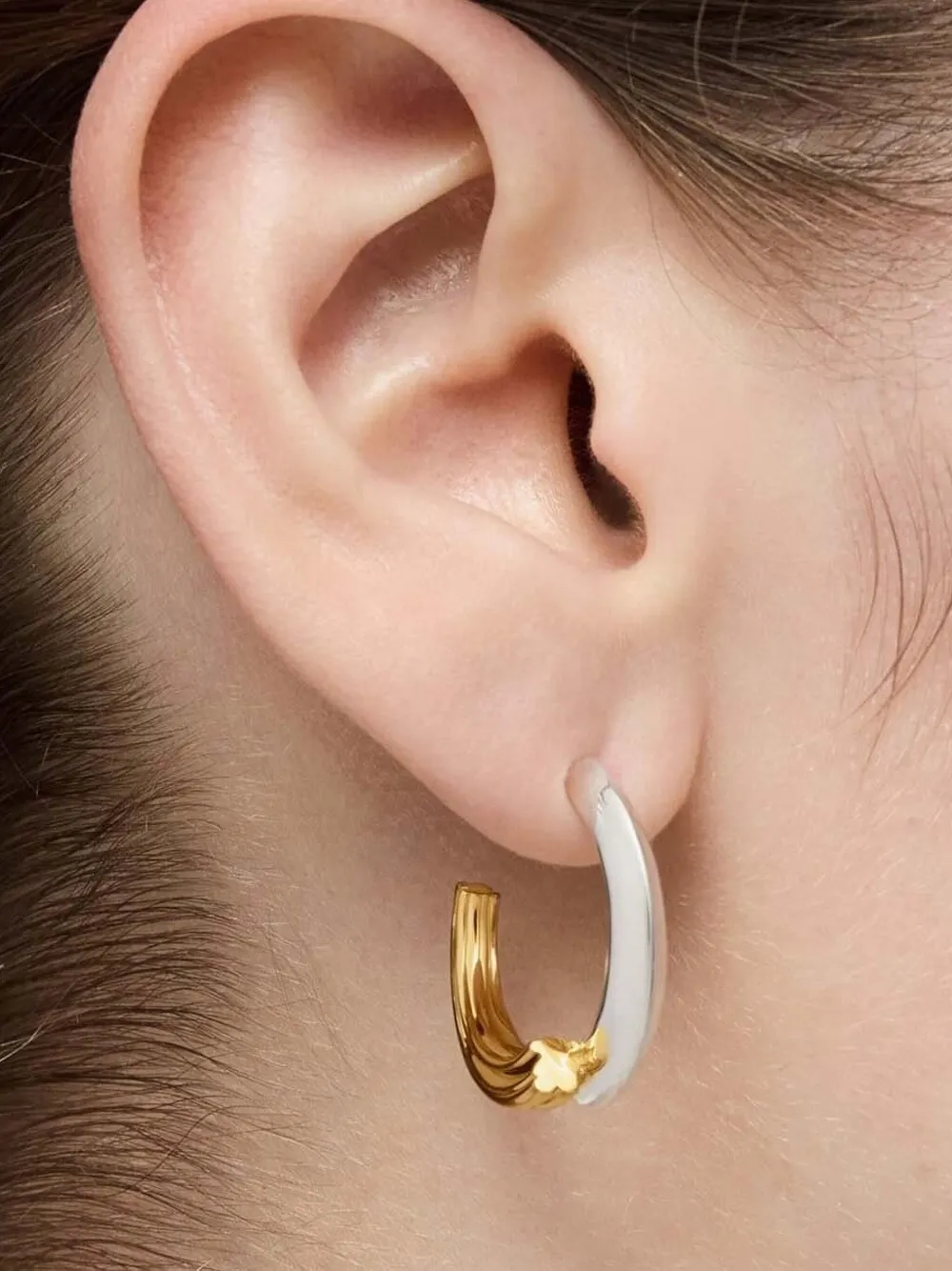 Tous Two-tone Hoop Earrings In Metallic
