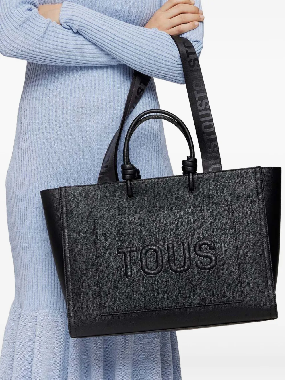 Tous Embossed-logo Tote Bag In Black