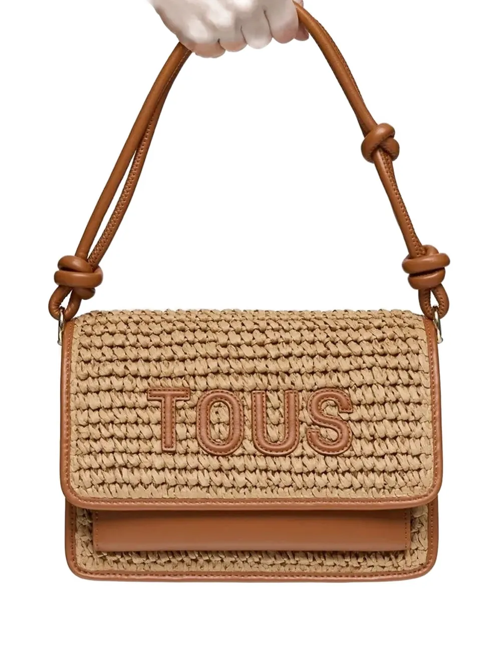 Tous Small Audree Raffia Crossbody Bag In Brown