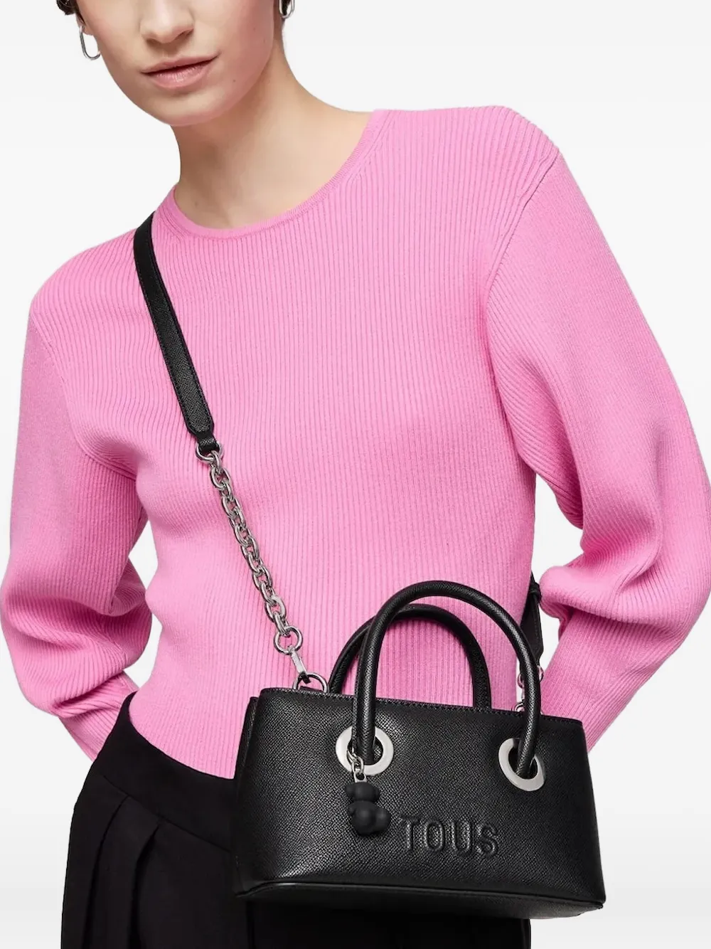 TOUS Poppy kleine shopper met ringdetail Zwart