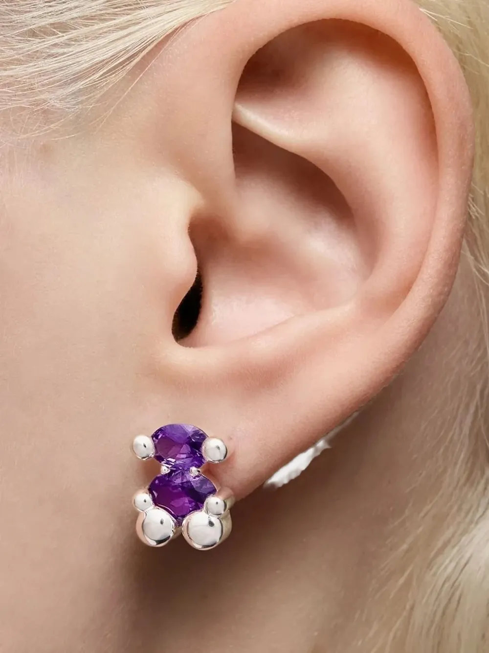 Tous Sapphire-bear Earrings In Purple