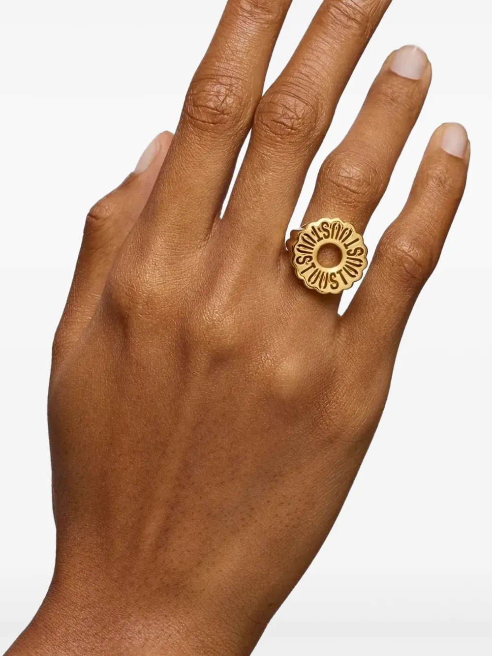 TOUS Geribbelde ring met logoplakkaat - Goud