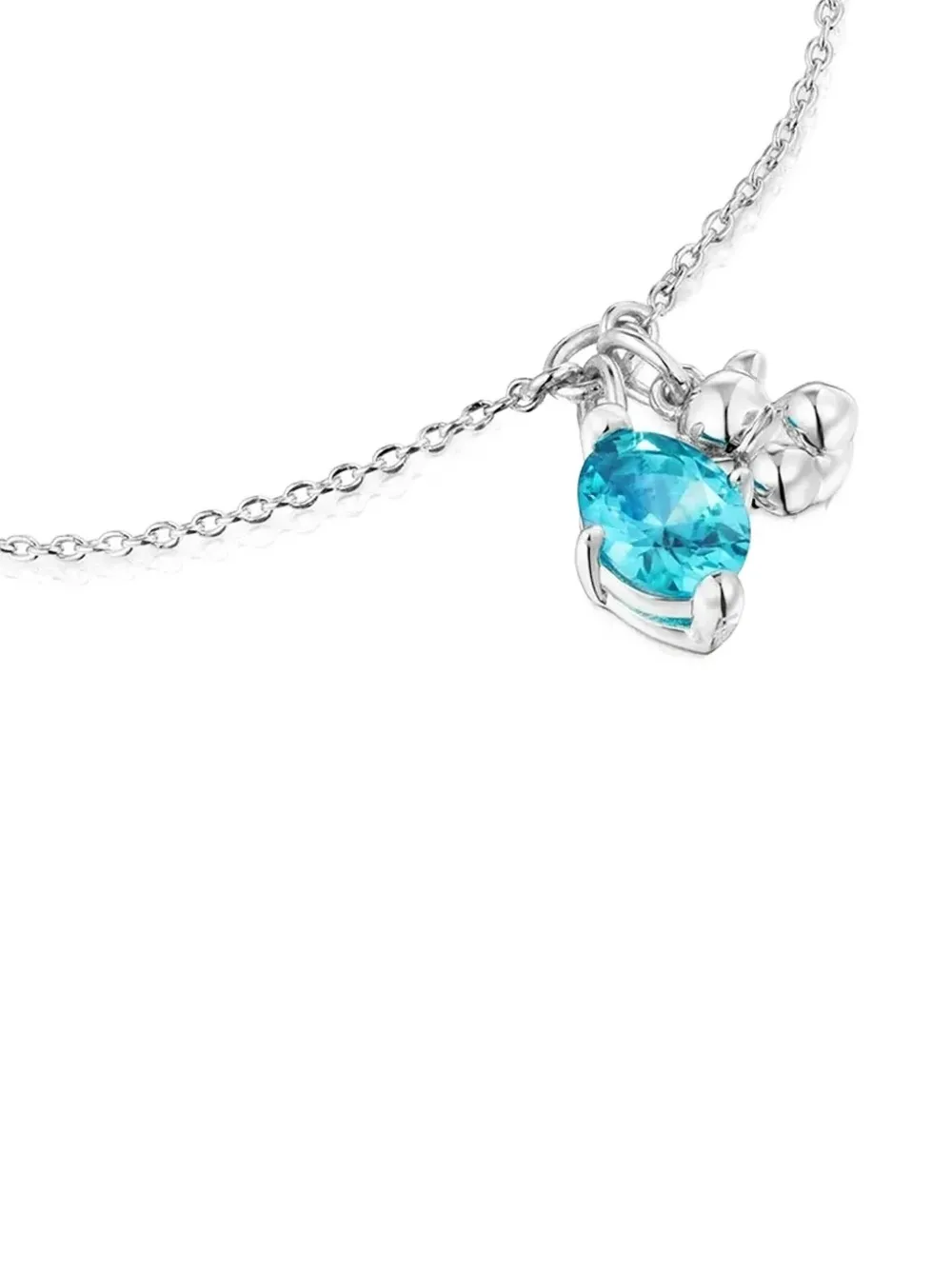 TOUS Armband met bedel en blauwe steen - Zilver