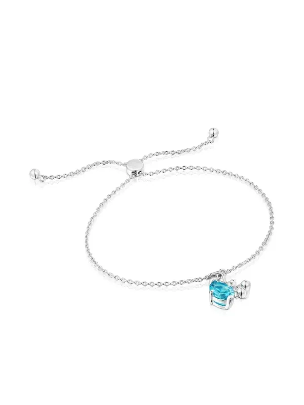 TOUS blue-stone Bear Charm Bracelet Silver FARFETCH IL