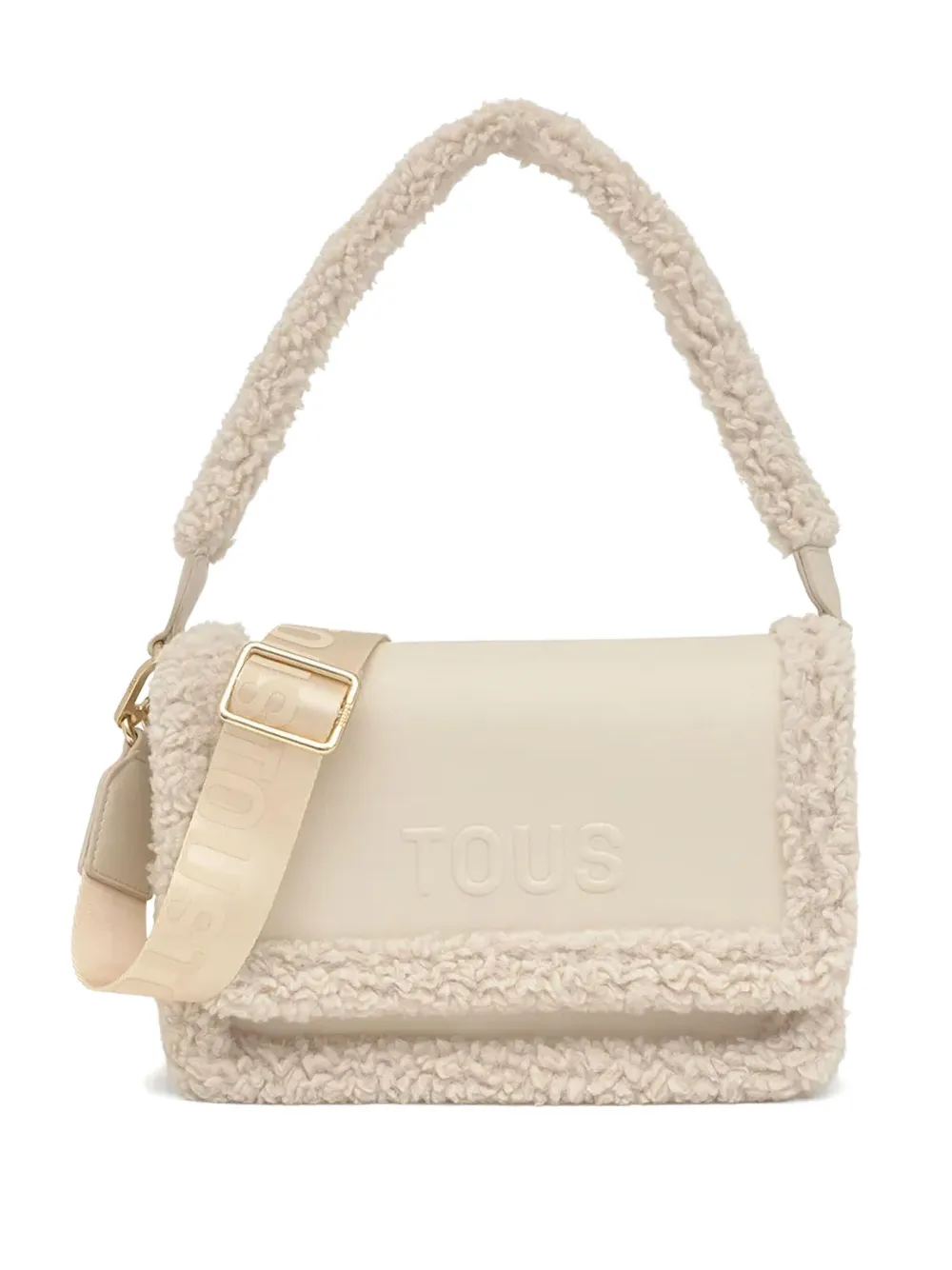 shearling-trimmed satchel bag