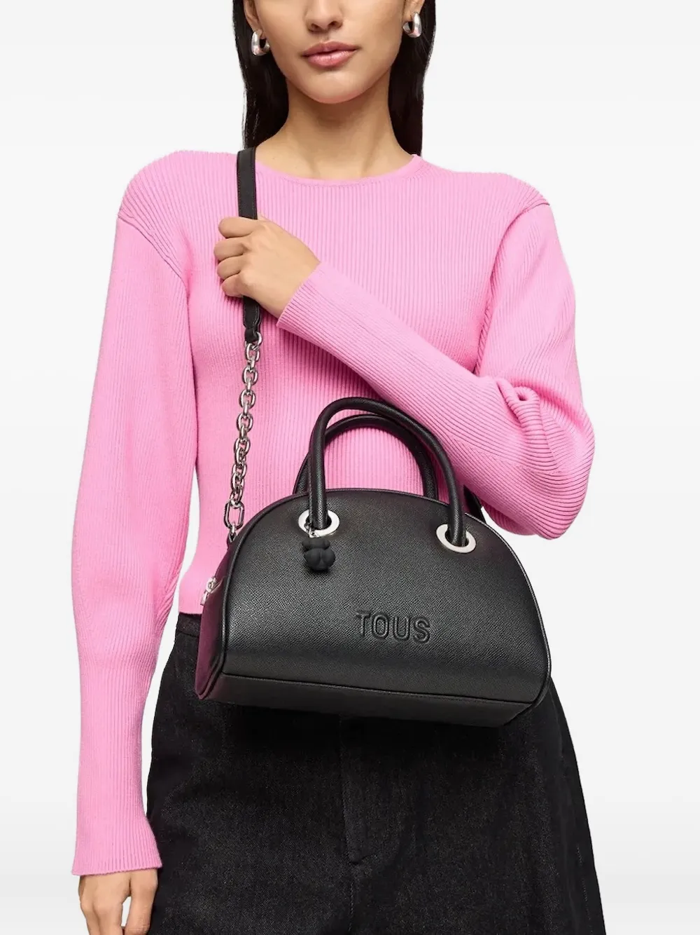 Tous Small Bowling Dome-shaped Cross Body Bag In Black