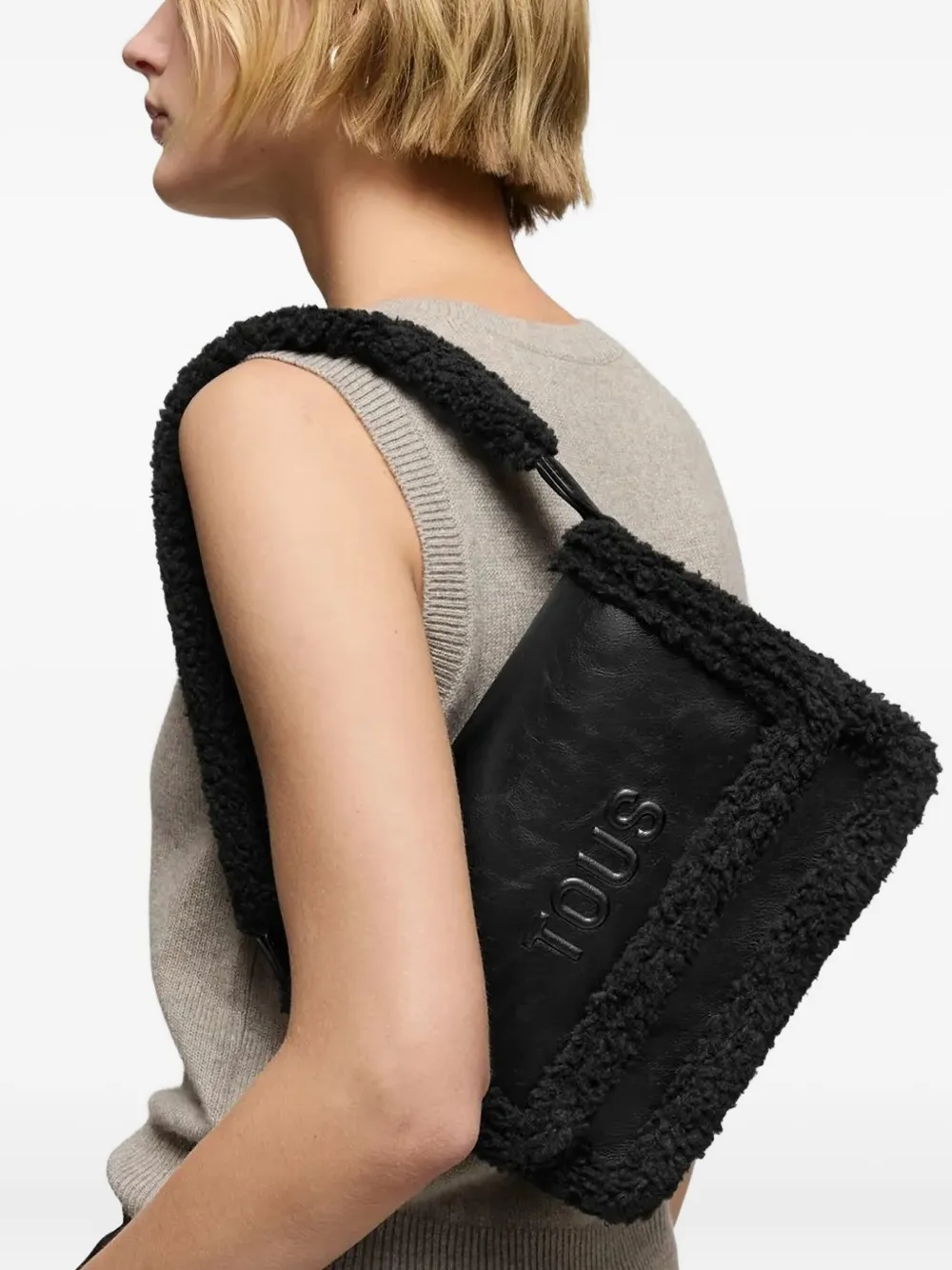 Tous Logo-embossed Shoulder Bag In Black