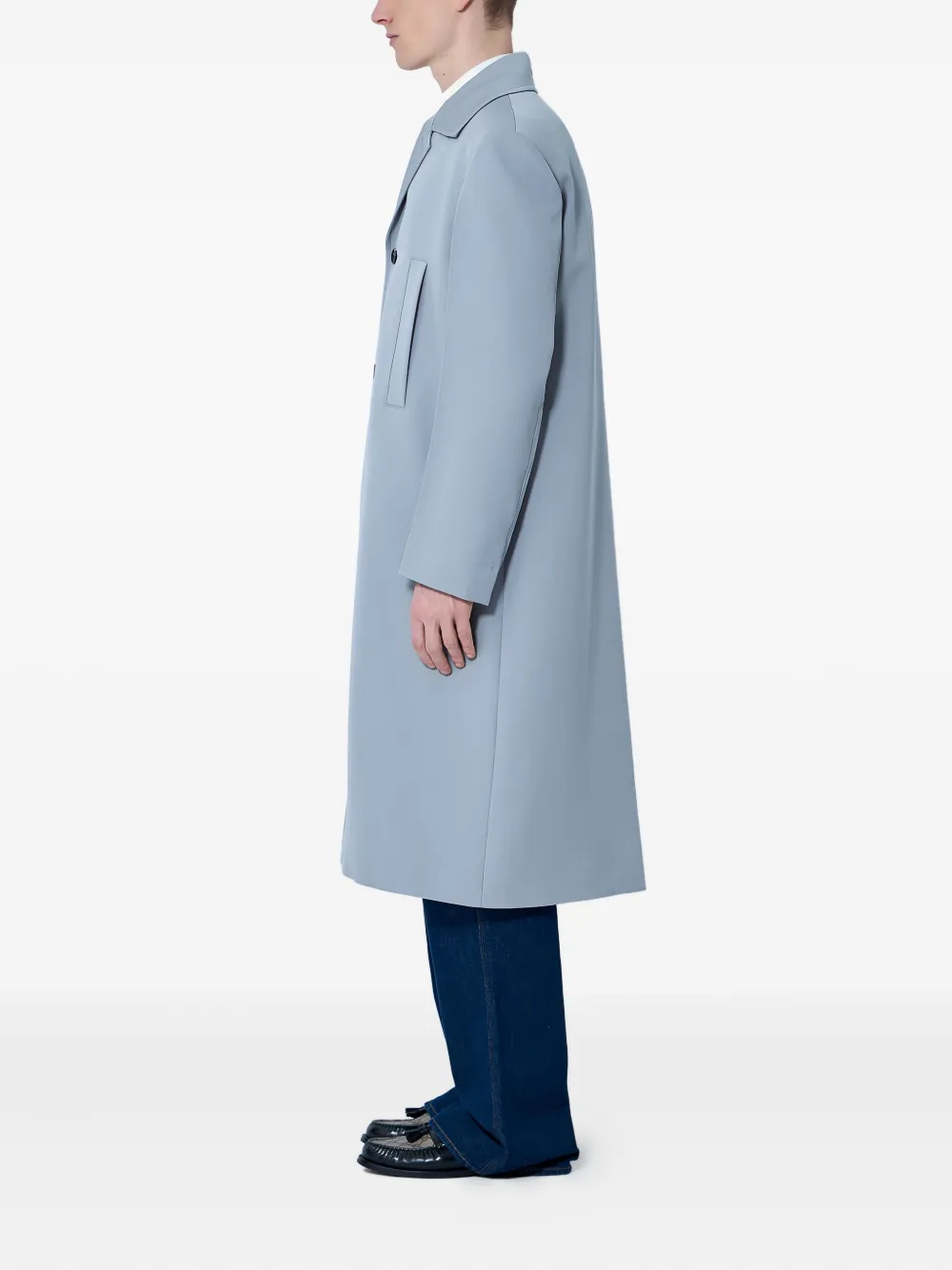 Gucci Men Single-breasted Wool Coat In Blue