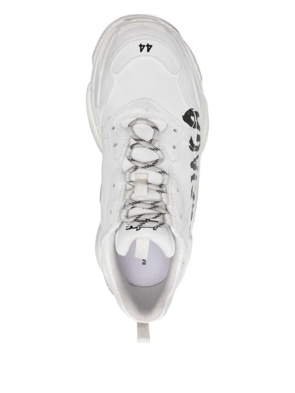 Balenciaga Triple S graffiti-print Chunky Sneakers | White