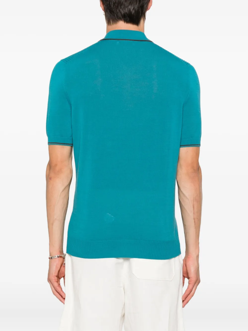 Gran Sasso Geribbeld poloshirt met zak Blauw