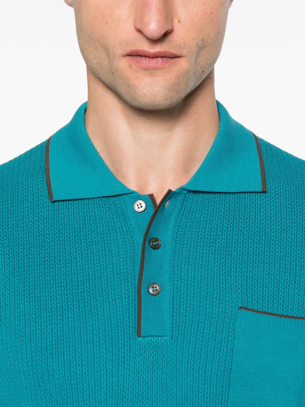 Gran Sasso Geribbeld poloshirt met zak Blauw