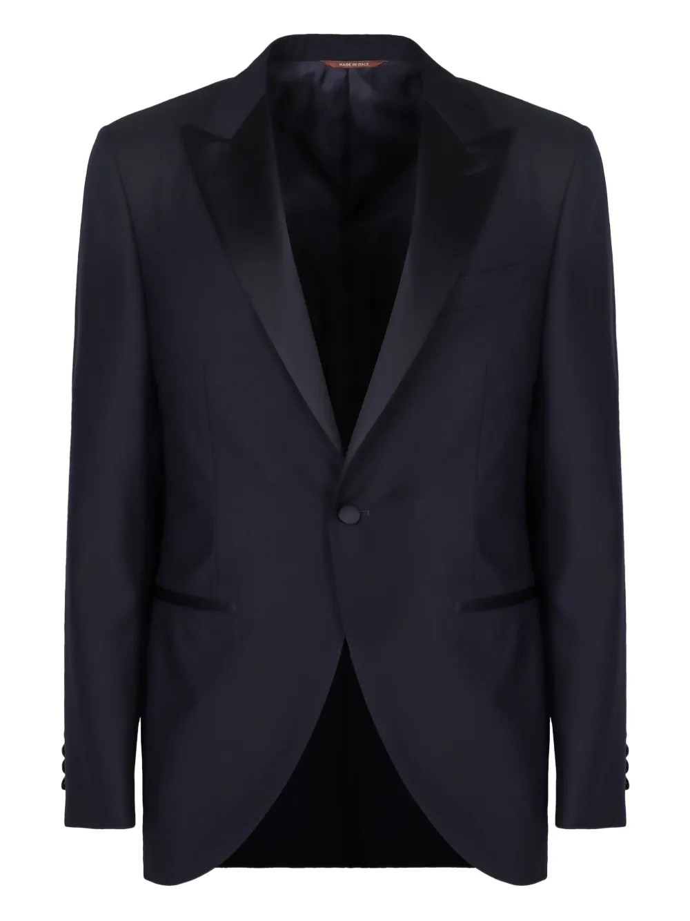 Canali satin-lapel wool suit Blauw