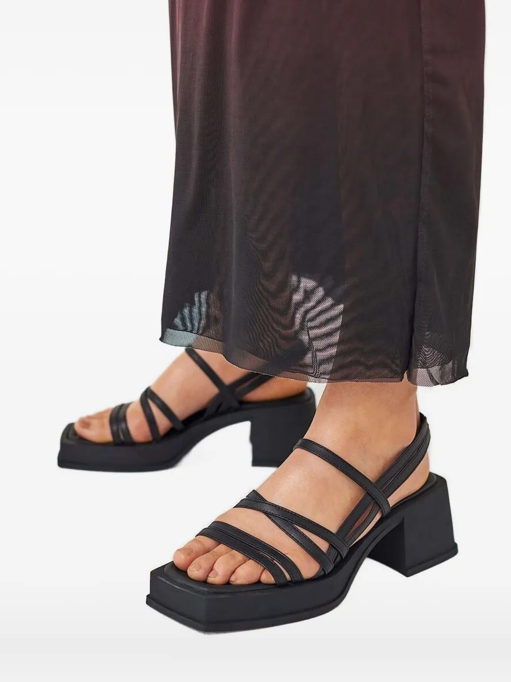 VAGABOND 67mm platform crisscross sandals Black