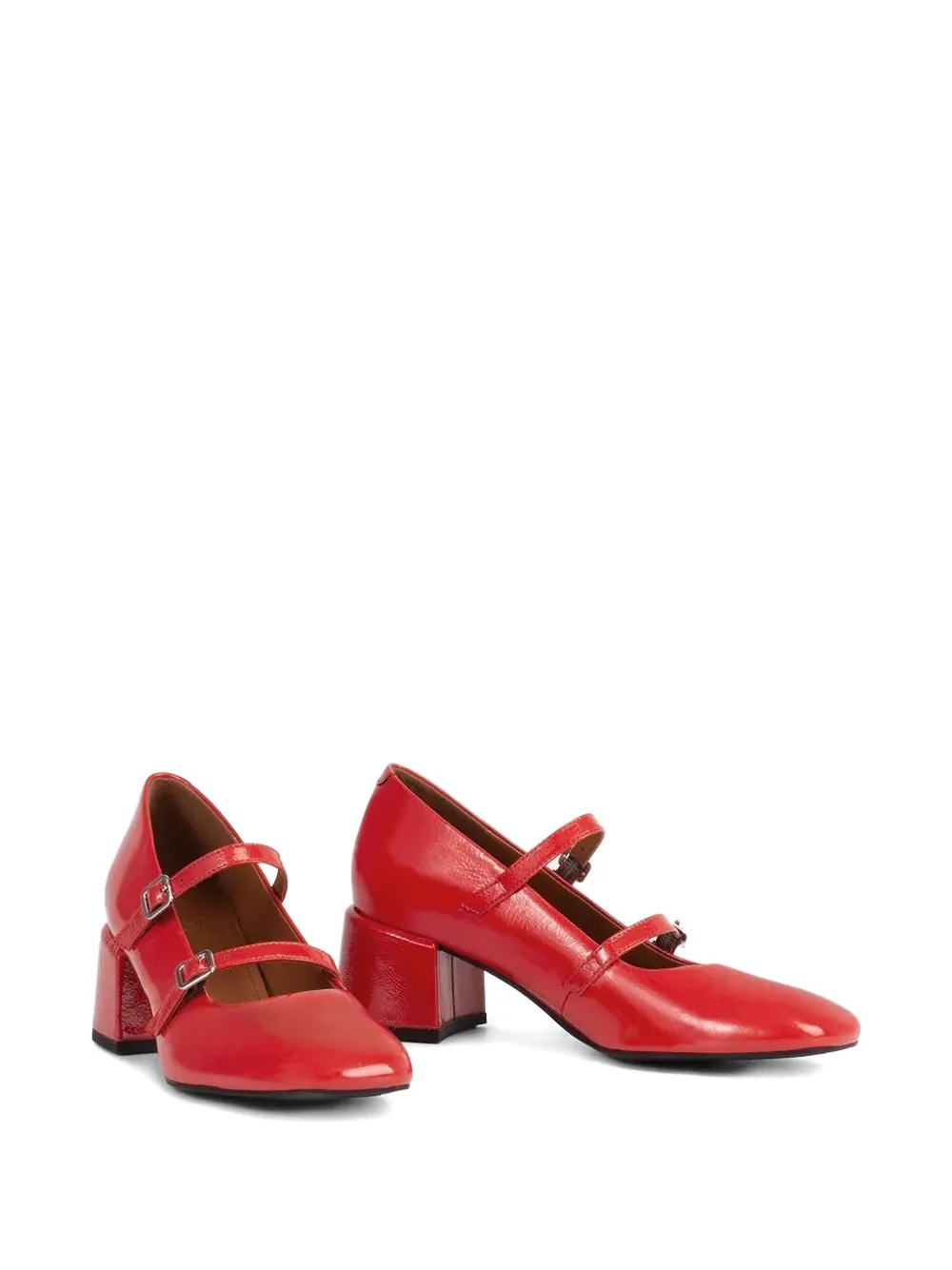 VAGABOND 55mm Adison double-buckle block-heel pumps Red