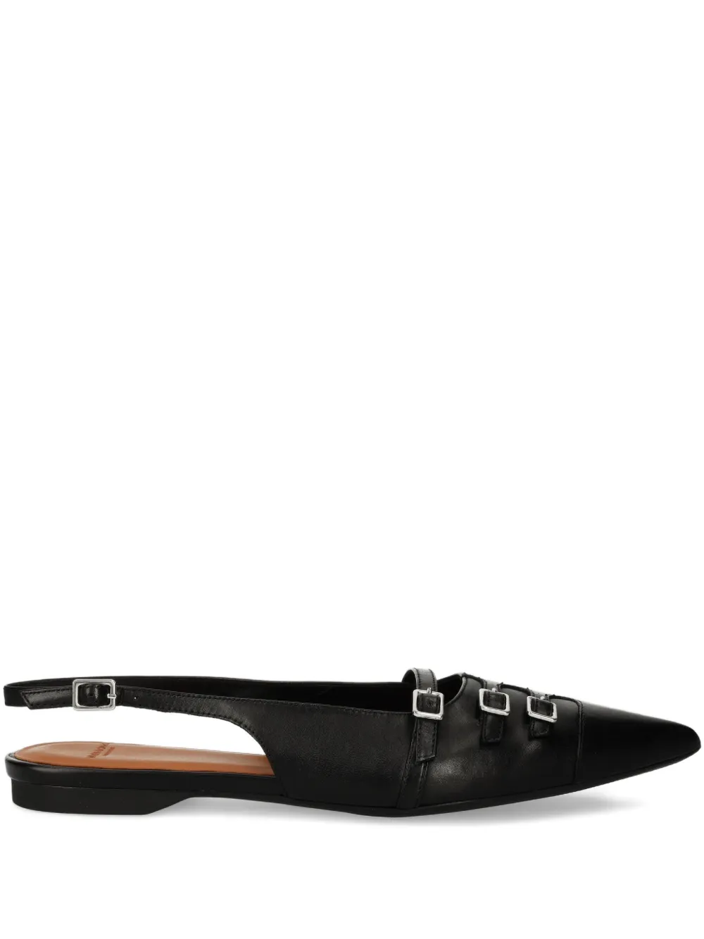 Vagabond Hermine Pointed-toe Buckled Ballet Flats In Black