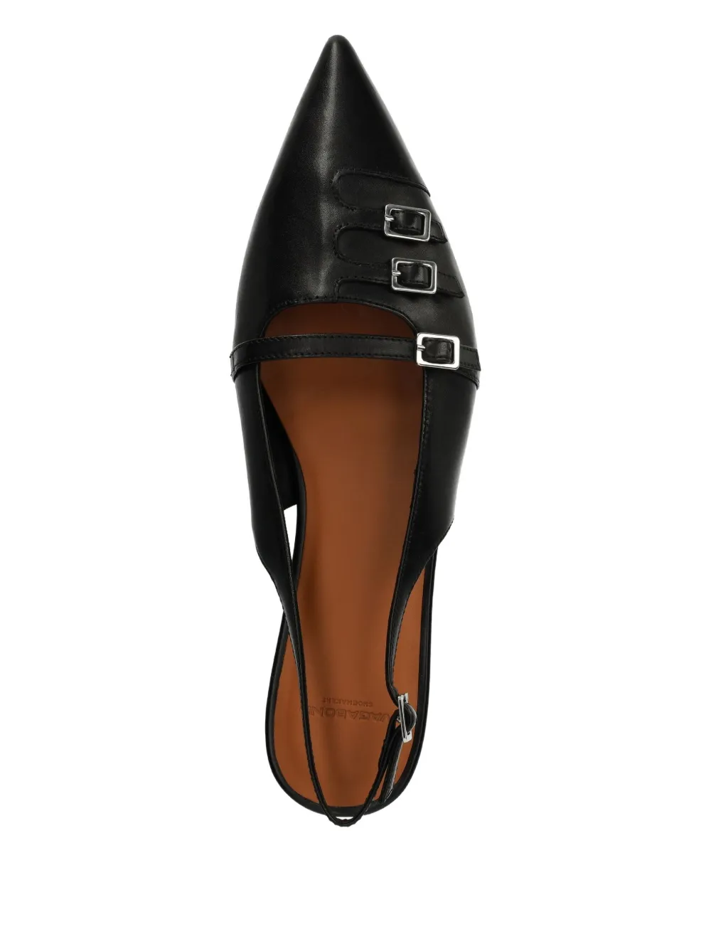 Vagabond Hermine Pointed-toe Buckled Ballet Flats In Black