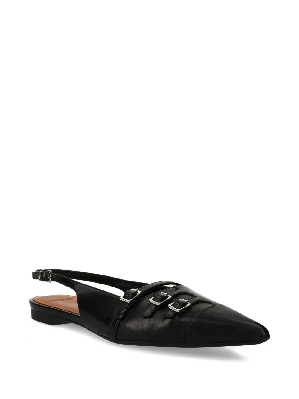Vagabond Hermine Pointed-toe Buckled Ballet Flats In Black