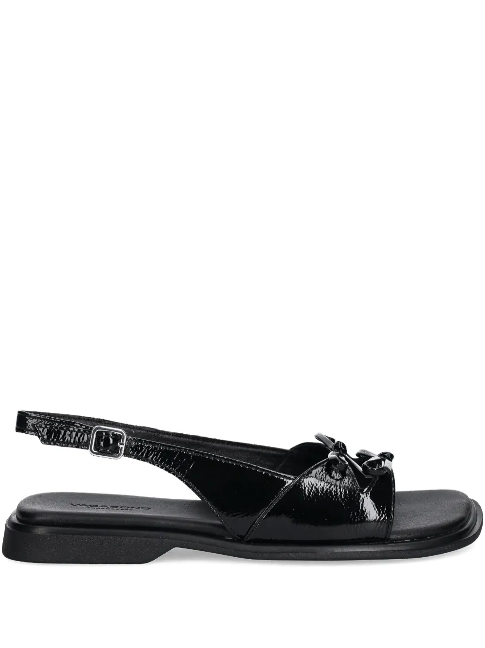 Vagabond Izzy Patent-leather Bow Sandals In Black