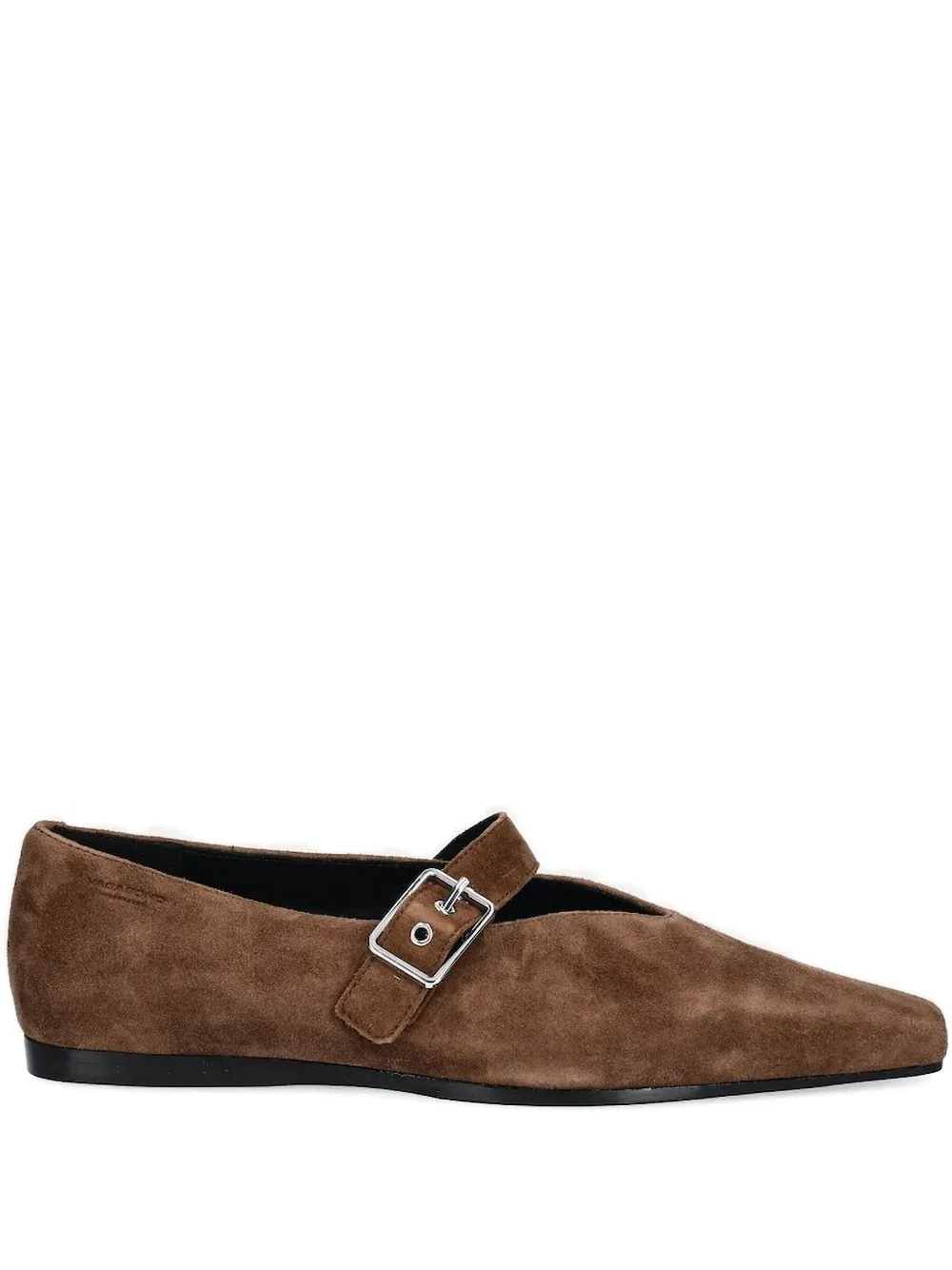 Vagabond Buckle-strap Suede Ballet Flats In Brown