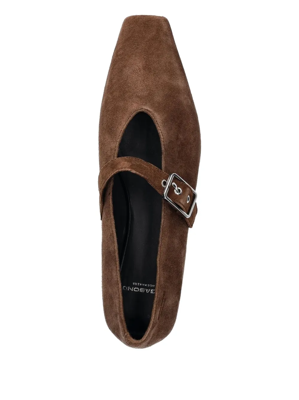 Vagabond Buckle-strap Suede Ballet Flats In Brown