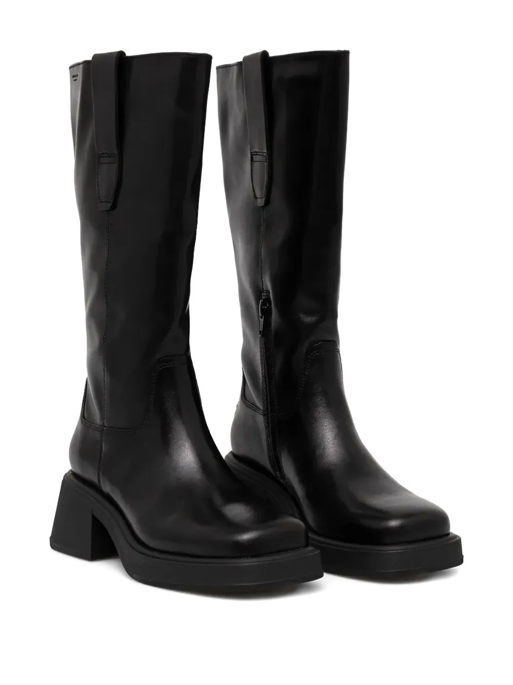 Vagabond Zip-detail Block-heel Knee-high Boots In Black