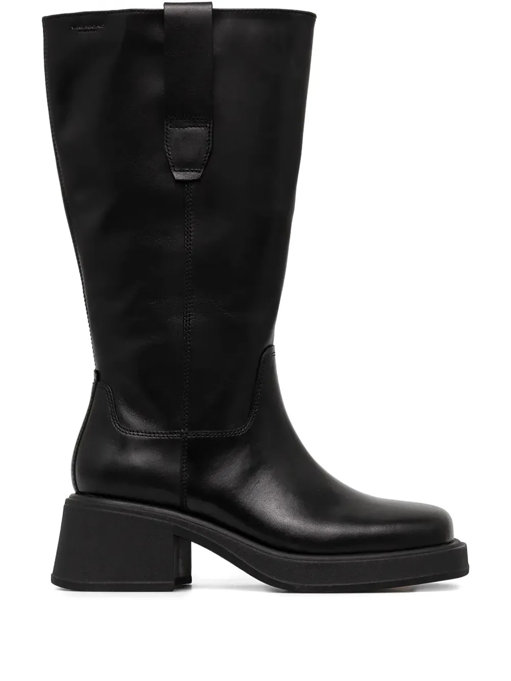 Vagabond Zip-detail Block-heel Knee-high Boots In Black