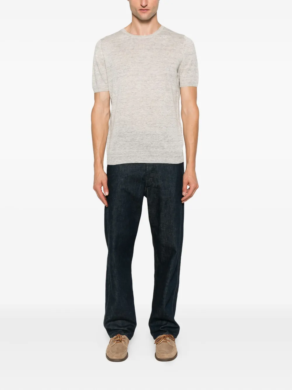 Gran Sasso Linnen T-shirt met korte mouwen - Grijs