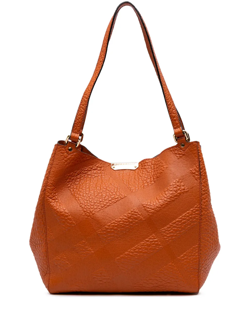 Burberry Pre-Owned 2000-2024 Small Embossed Grain Check Leather Canterbury tote bag | Orange | Image 1