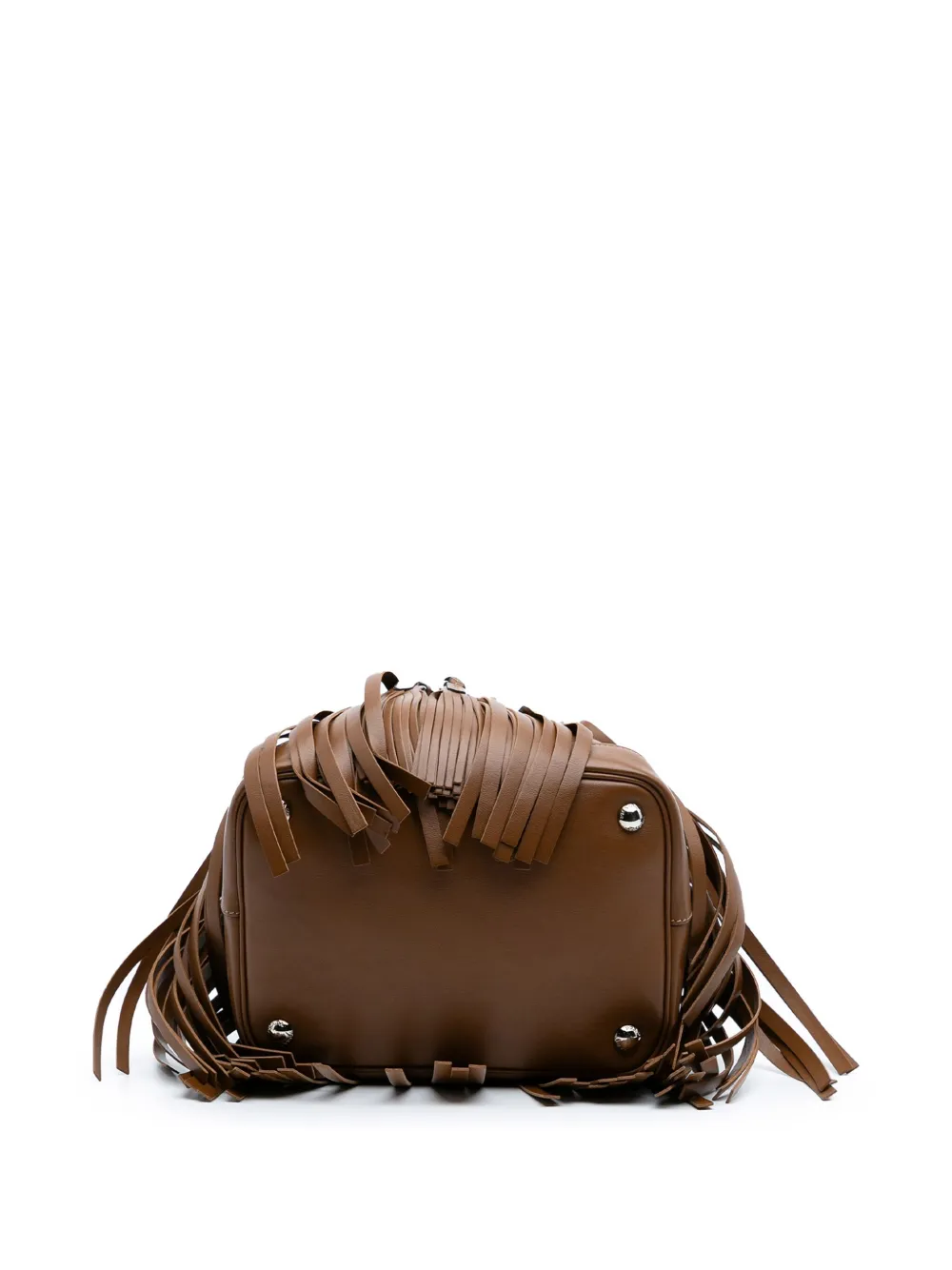 Pre-owned Prada 2000-2013 Soft Calf Fringe Bucket Bag Satchel
