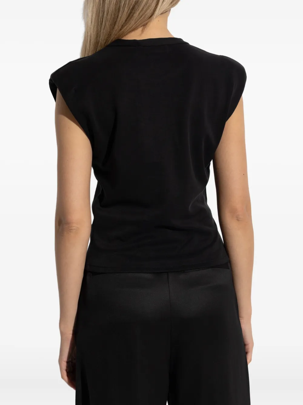 IRO Top met gedraaid detail en kapmouwen Zwart