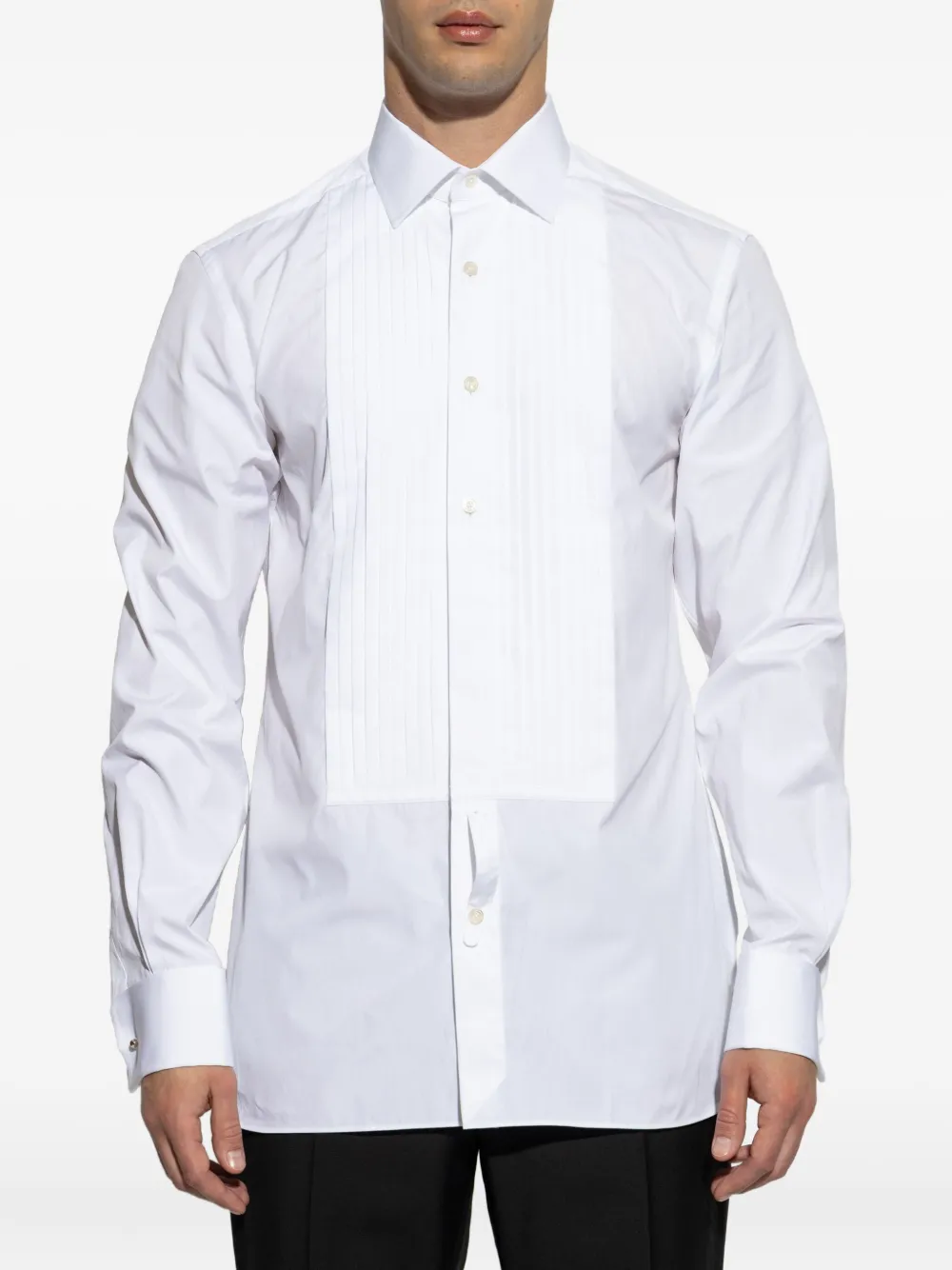 TOM FORD pleated-front shirt Wit
