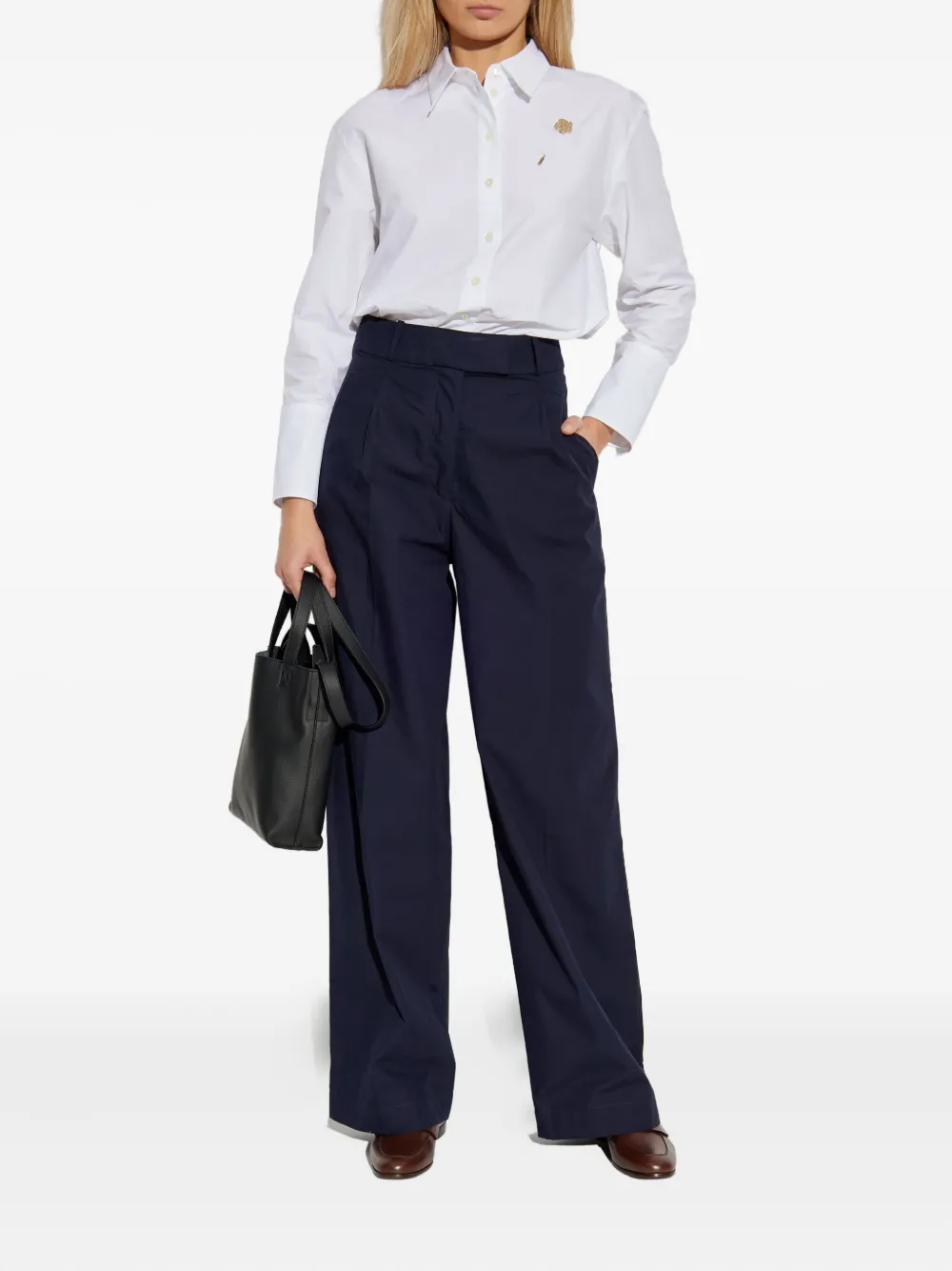 Kenzo Boke Flower-embellished cotton shirt Wit