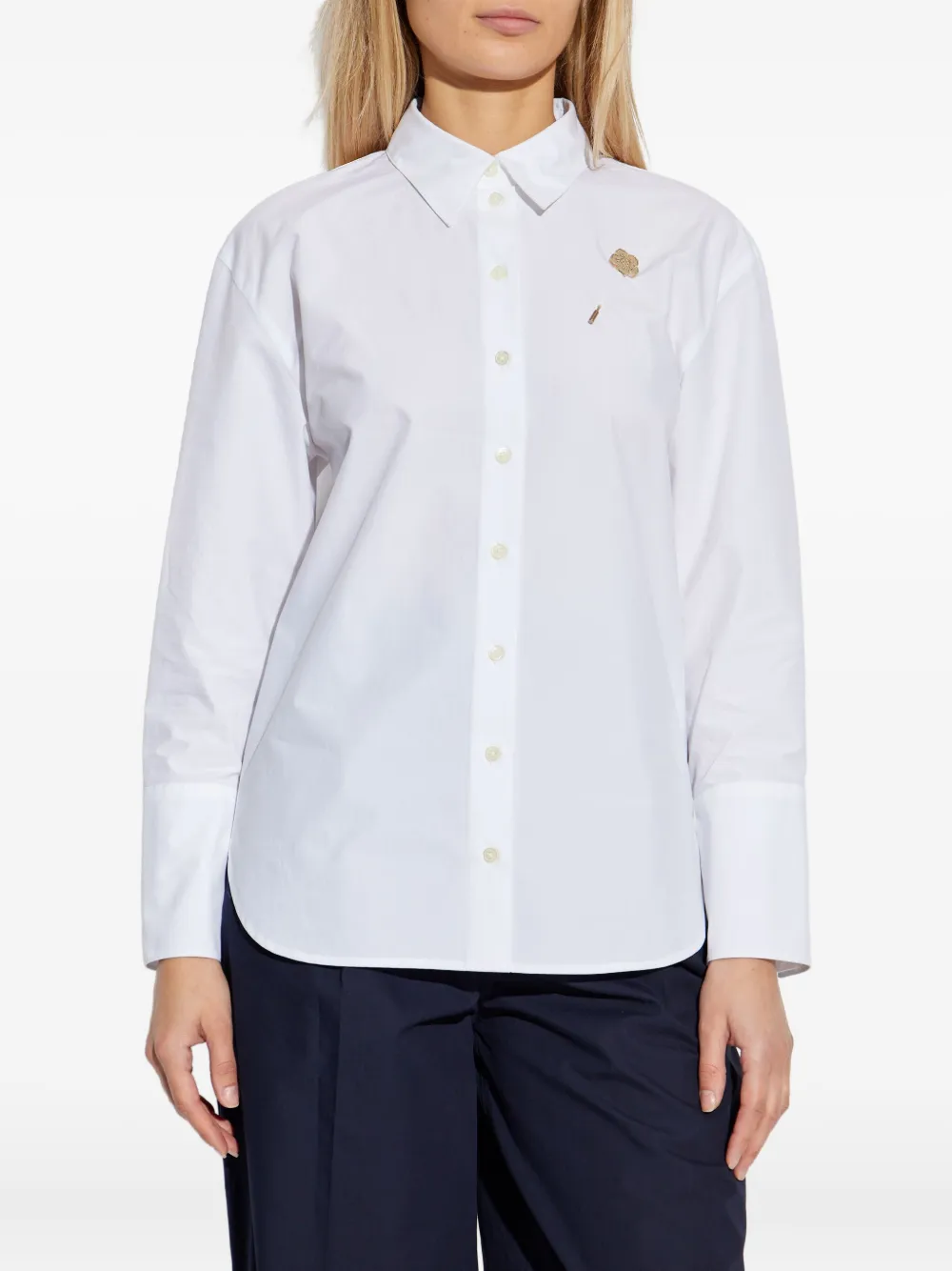 Kenzo Boke Flower-embellished cotton shirt Wit