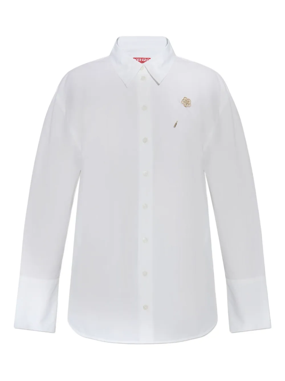 Kenzo Boke Flower-embellished cotton shirt Wit