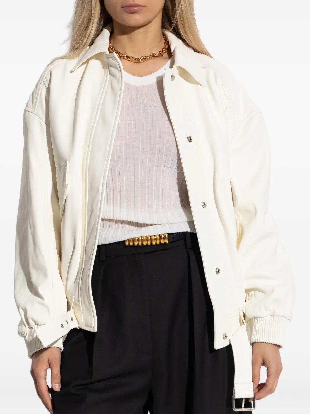 IRO Manka belted leather jacket Wit