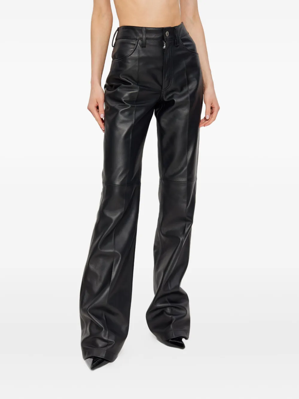 The Attico panelled leather trousers Zwart