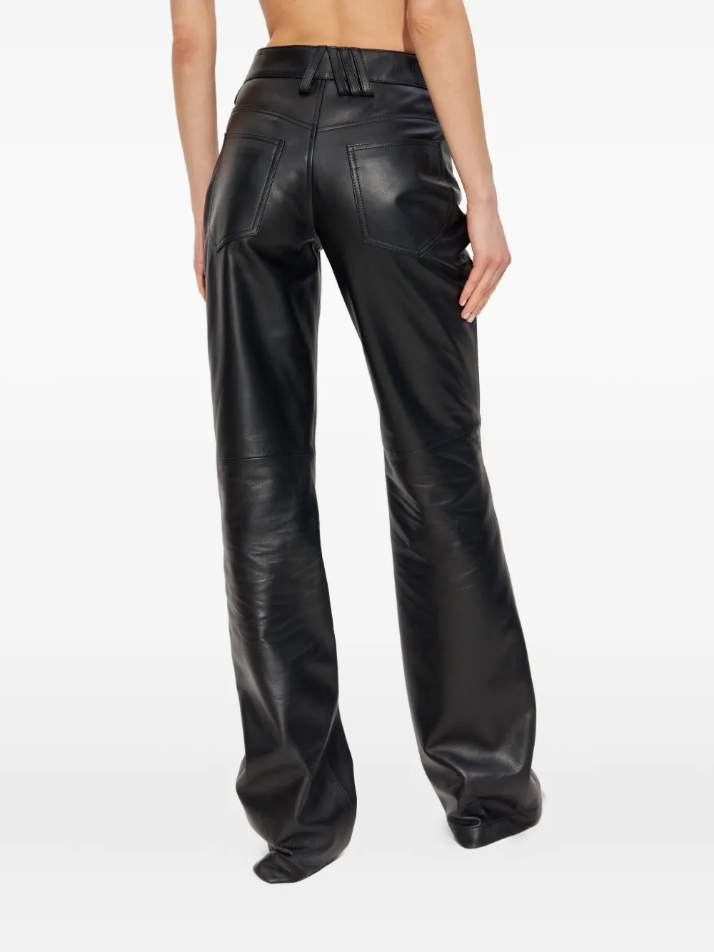 The Attico panelled leather trousers Zwart
