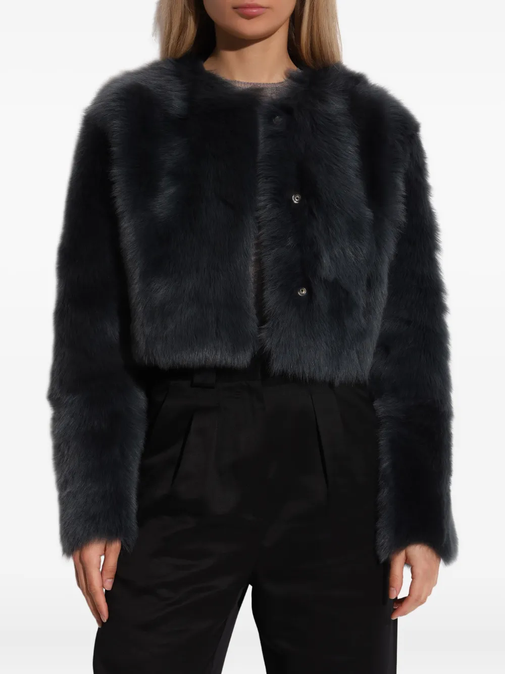 IRO sheepskin cropped jacket Zwart