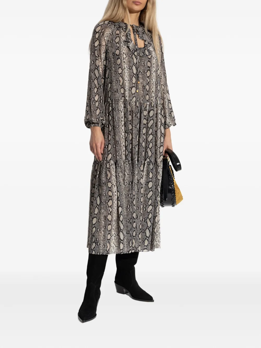 Michael Kors Midi-jurk met slangenprint Grijs