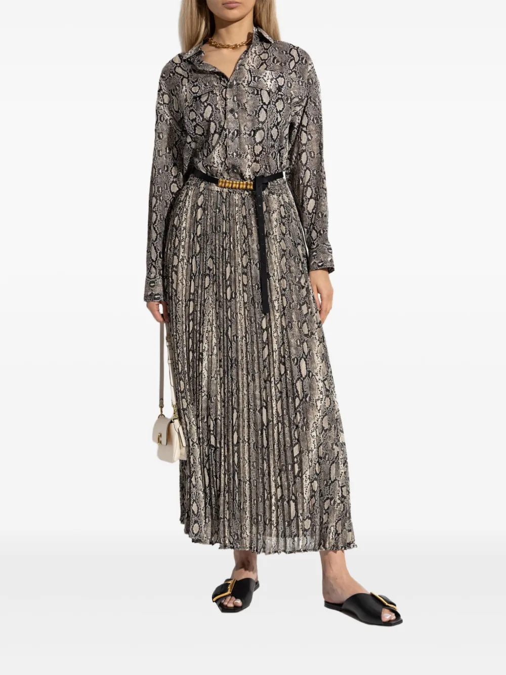 Michael Kors Geplooide rok met slangen-print Grijs