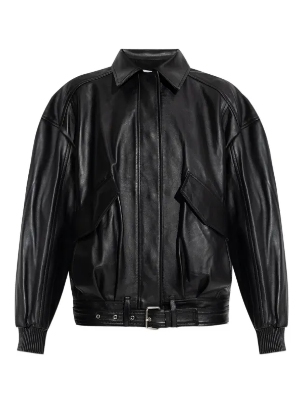 IRO Belted Leather Jacket Black FARFETCH IN