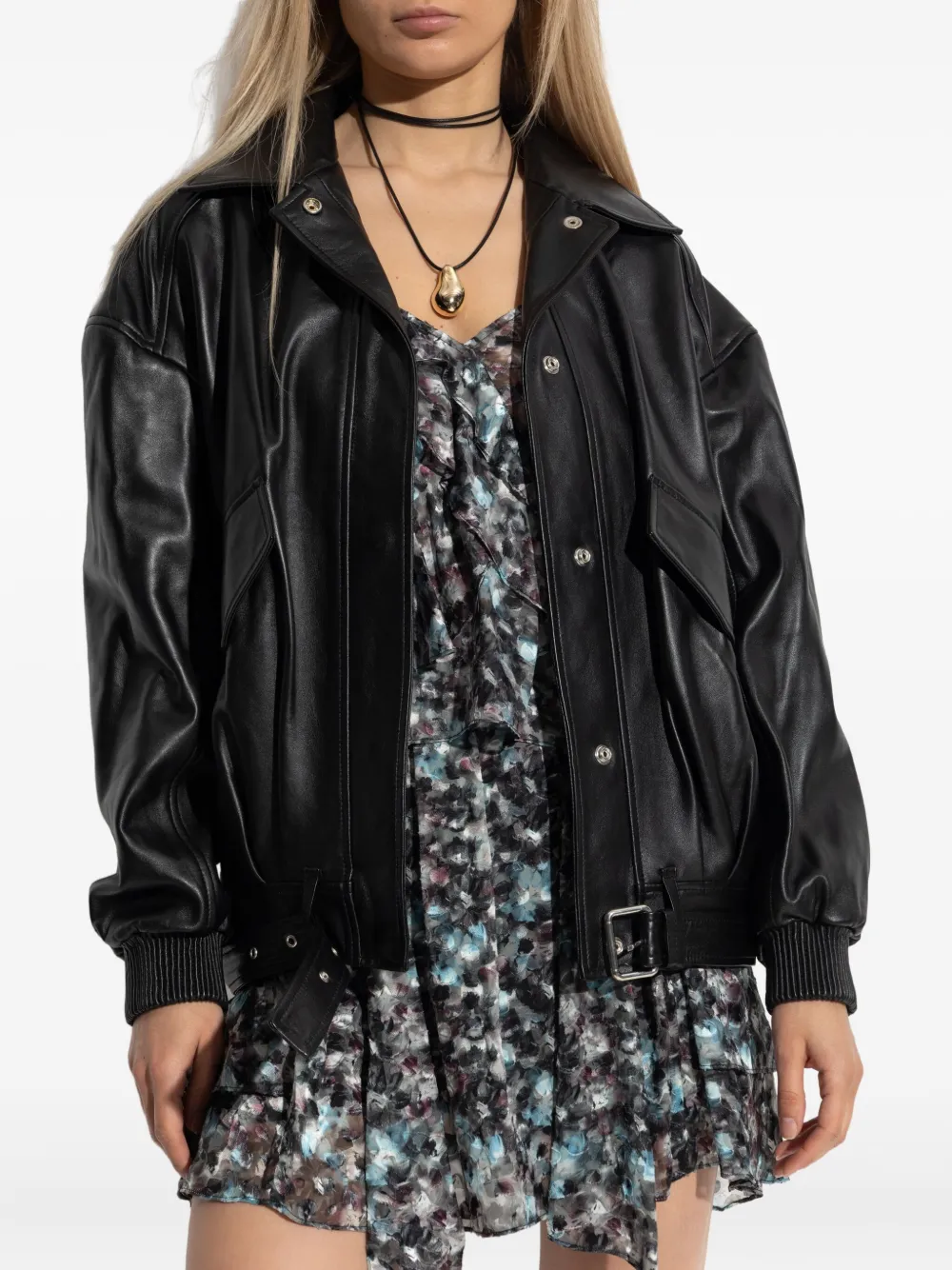 IRO belted leather jacket Zwart