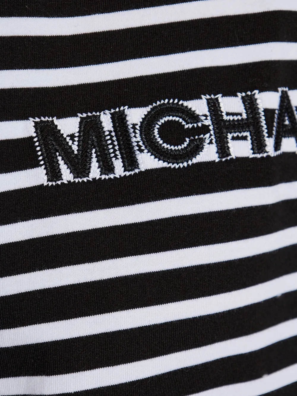 Michael Kors striped-pattern logo-patch T-shirt Zwart