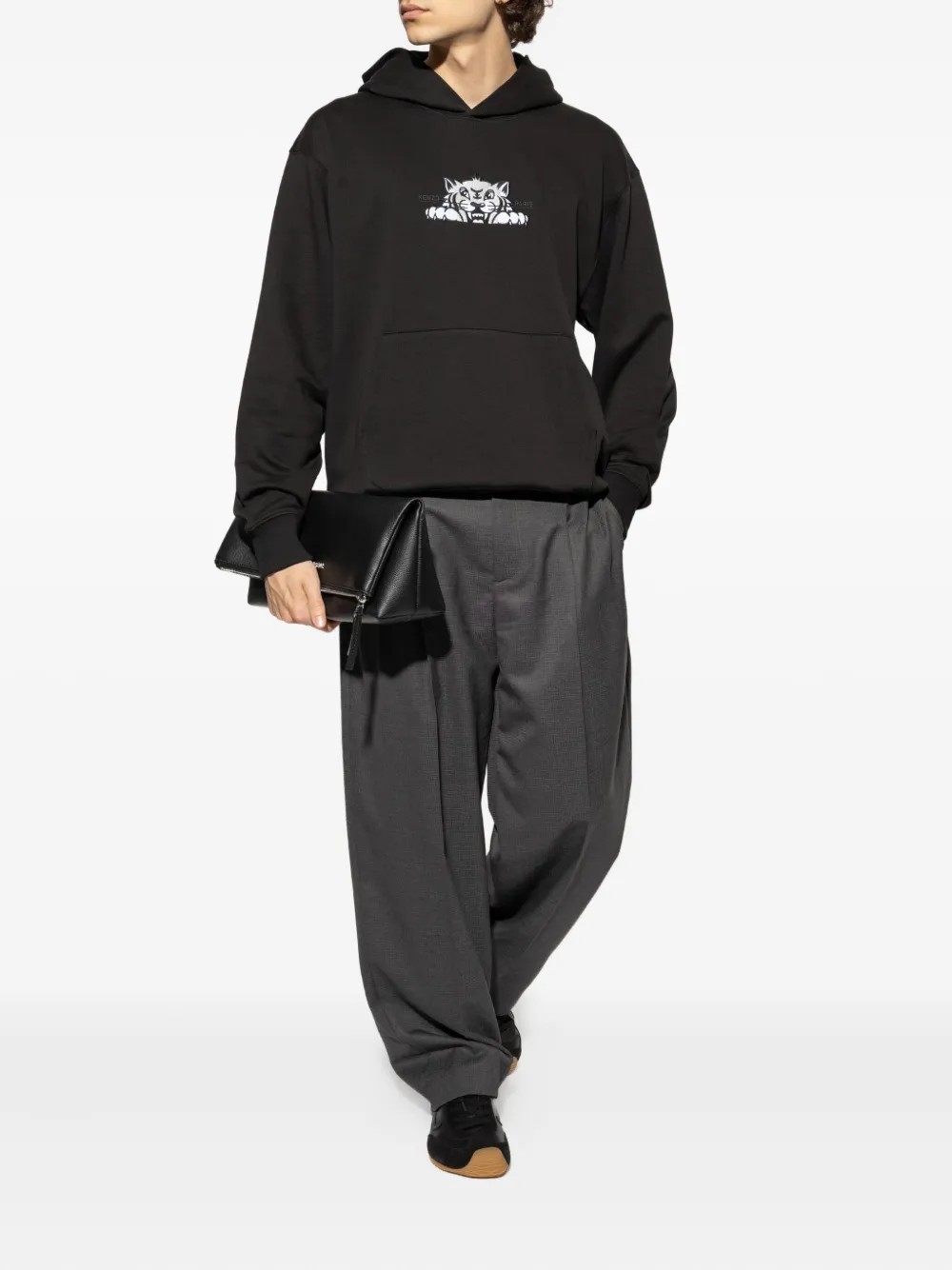 Kenzo Hoodie met geborduurd logo Zwart