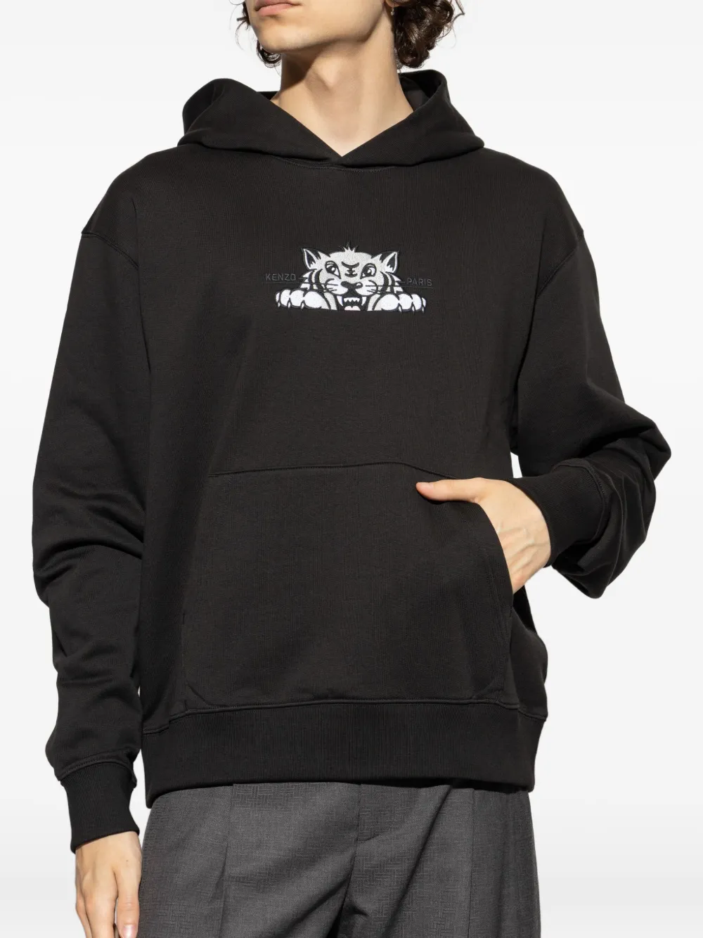 Kenzo Hoodie met geborduurd logo Zwart